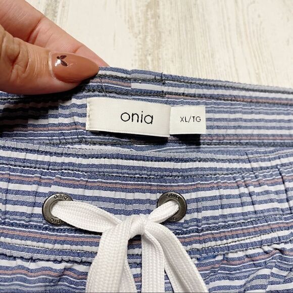 Onia Charles 5" Stretch Navy Stripe Swim Trunks - Picture 3 of 6